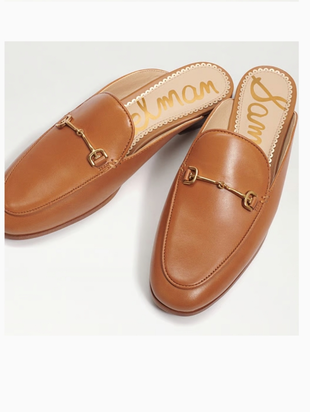 Sam Edelman NEW NIB Tan Leather Mule Loafers with Gold Horsebit 6W/7